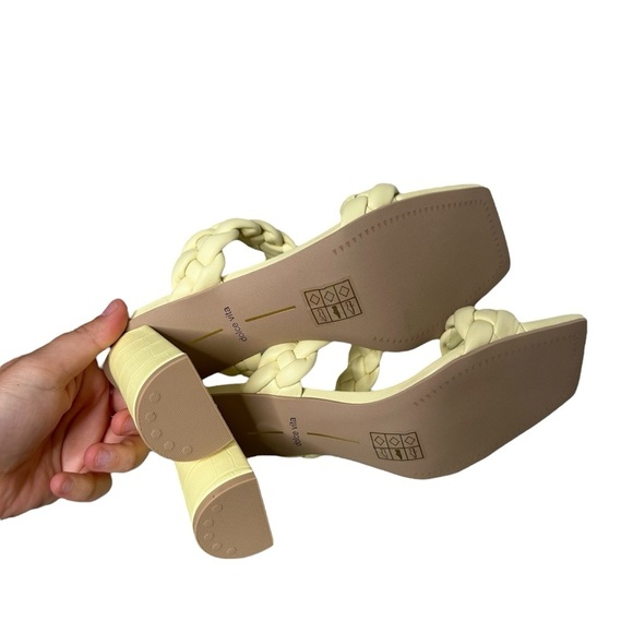 Dolce Vita Womens Paily Heels Leather Braided Sandal Lemon Creme Stella Size 6.5 - Picture 12 of 14